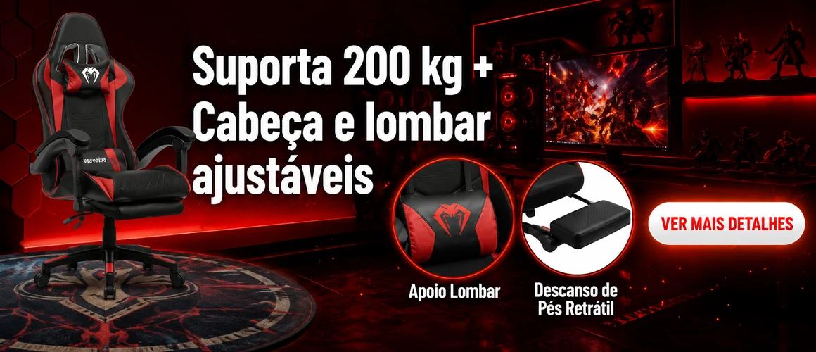 Cadeira gamer com suporte ajustável