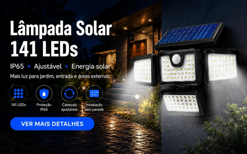 Lâmpada Solar de Jardim 141 LEDs IP65