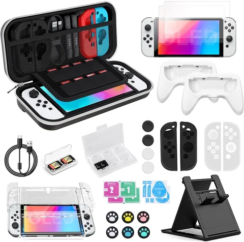 Review 32 in1 Case Estojo Para Nintendo Switch Oled Acessórios Capa Protetora Para Com Compartimentos Bolsa Perfeita Para Viagens Estojo Bag de Proteção e Acessórios Para